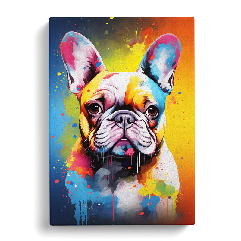 French Bulldog Informel No.2 - Wrapped Canvas, 50cm H x 35cm W x 3cm D