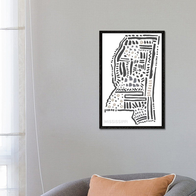 Mississippi by Statement Goods - Gallery-Wrapped Canvas Giclée on Canvas, Black Framed, 30.48 cm H x 45.72 cm W