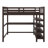 Full Size Loft Bed With Desk And 4-Storage Shelves, Wood Loft Bed Frame With Safety Guard Rail And Under-Bed Desk, Noise Free, No Box Spring Needed-1707473172