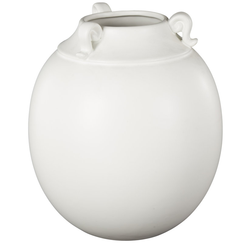 Cole And Grey Ceramic Minimalistic Vase With Scroll Handles