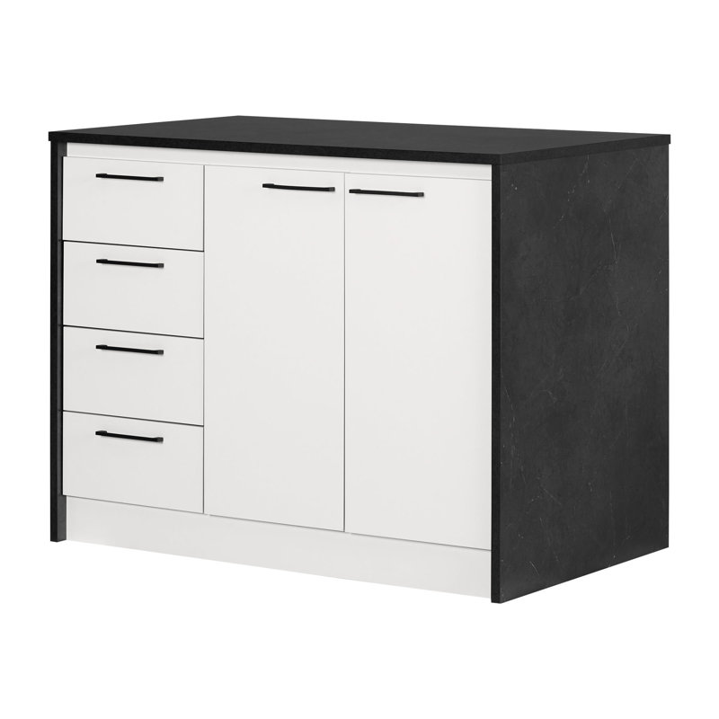 Myro 47.25'' Wide Kitchen Island, Black