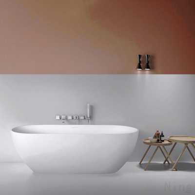 68.9 Inch Freestanding Solid Surface Soaking Bathtub