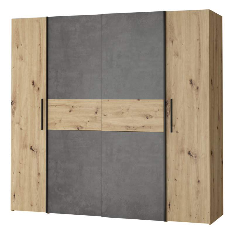 Koran 4 Door Manufactured Wood Wardrobe, Natural/Black