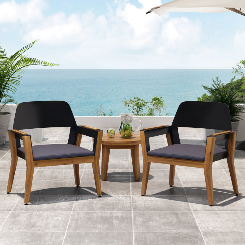 Of 2 Wood Outdoor Chairs With Water- Cushions, Sleek Design For Backyard, Garden, Terrace, Balcony, Quick Assembly Included 2Pcs Club In Modern Industrial Style, Frame Water Effortless