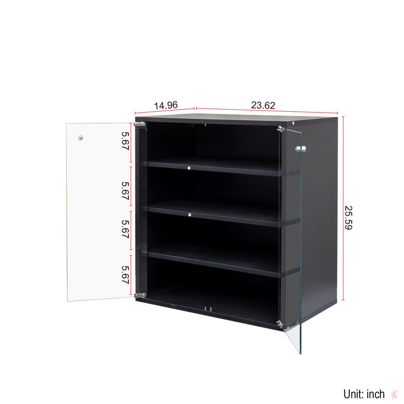 Shoe Box With RGB LED Light, Wooden Stackable Shoe Storage Box With Glass Door, Shoe Storage Bin Shoe Display Case For Sneakers (4 Tier-1)