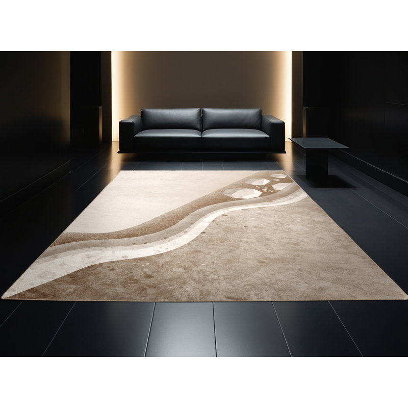 Tapis beige paysage de mer morte lavable à la machine Paitlyn, 5 x 7