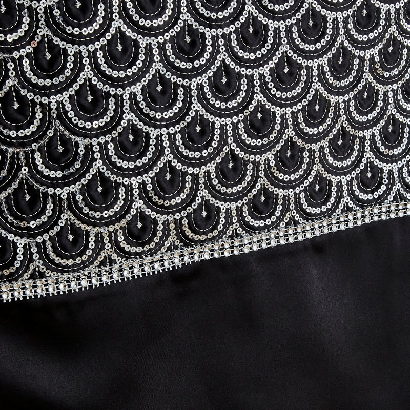 Catherine Lansfield Deco Sequin Dining Table Runner, 180cm Rectangle, Black