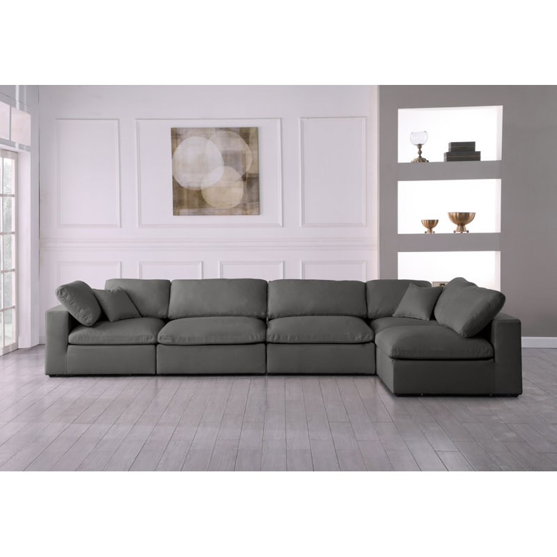 Jocqua Velvet L-Shaped Sectional Reversible, Grey Velvet
