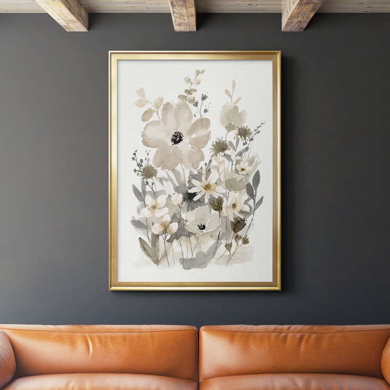«Neutral Nature I», toile encadrée de qualité supérieure - prête à être accrochée, H 42,5 po x l 30,5 po, Or
