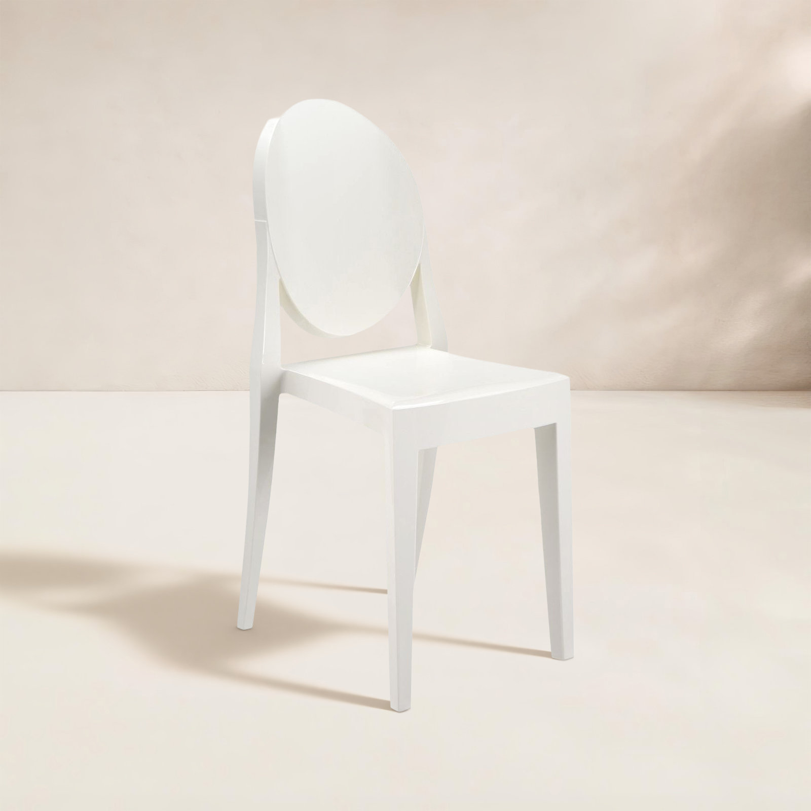 Ghost Stackable Patio Side Chair, Glossy White