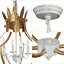 Lustre de ferme à 4 lumières, or et blanc