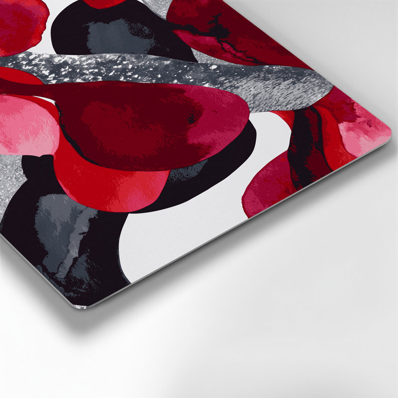 Abstrait aquarelle 29, art mural en métal rouge, H 16 po x l 20 po