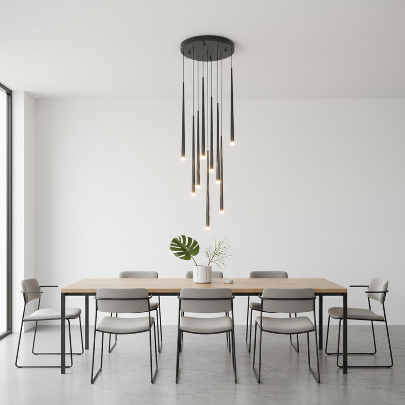 9 - Light Matte Black LED Pendant
