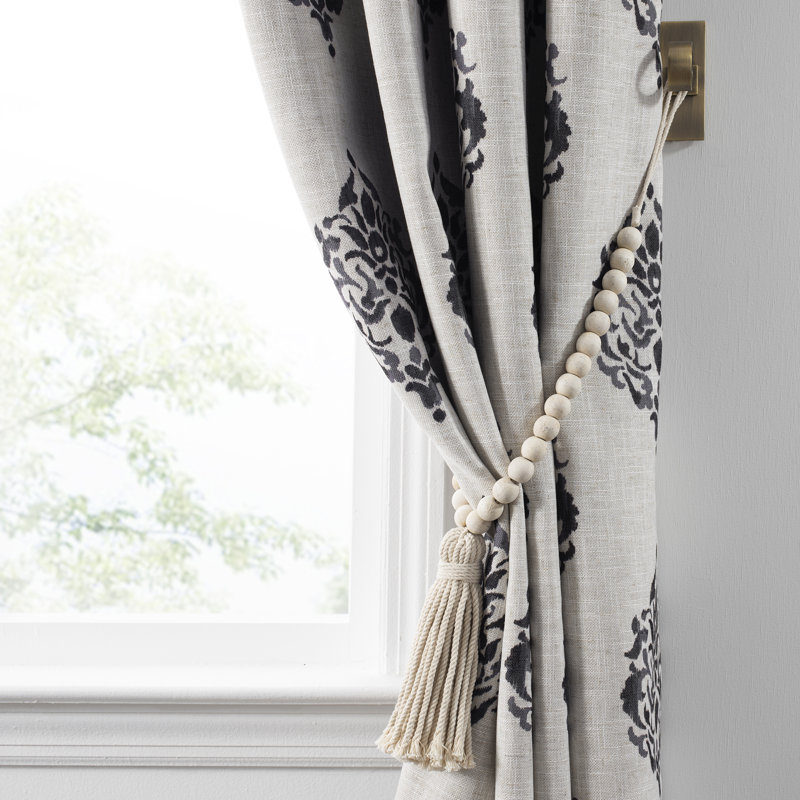 Beauman Wood Adjustable Curtain Tieback, White Wash