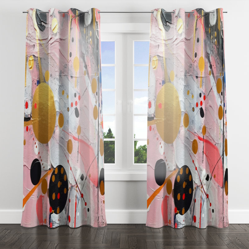 Rose et gris géométrique II - rideau moderne en velours avec œillets - obscurcissant - 1 panneau, L 52 po x L 90 po