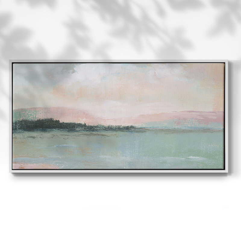 Distant Shore - Toile tendue avec châssis encadré - Prêt à accrocher, H 21 po x l 41 po, Blanc