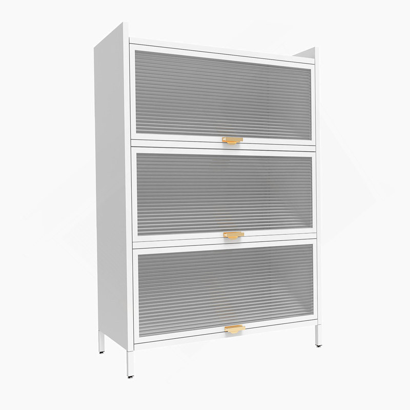 4-Level Flip Door Cabinet, Gloss White