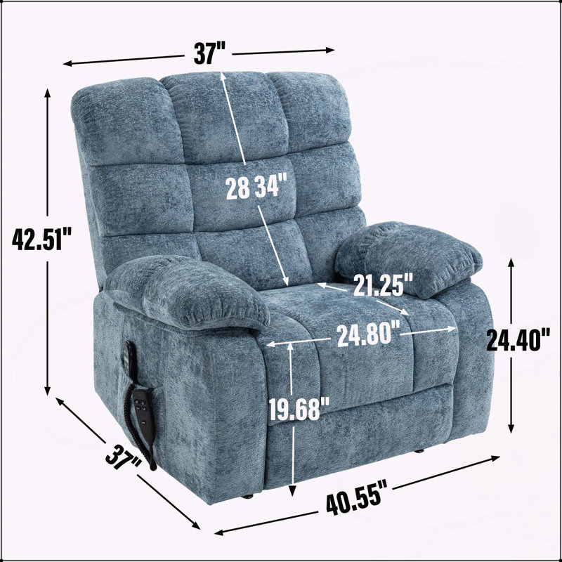 Fauteuil inclinable Power Lift avec moteur double, massage thermique et positionnement infini