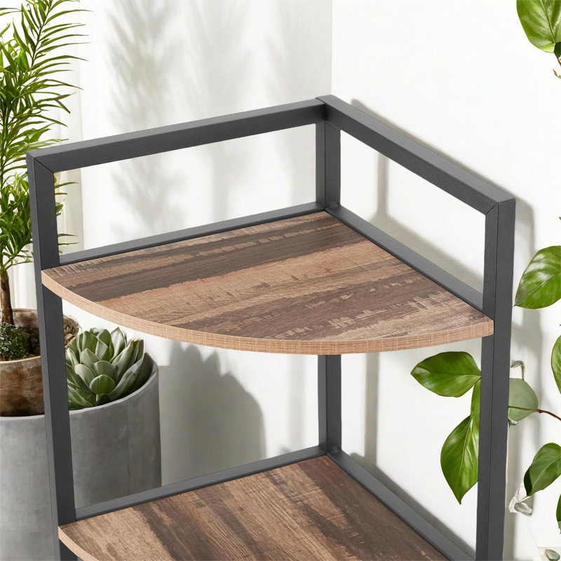 Corner Bookshelf, 6-Tier Rustic Brown