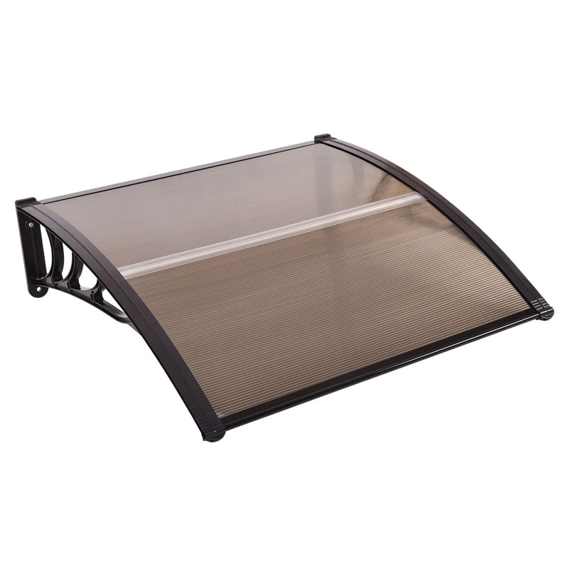17 Stories Polycarbonate Cover Retractable Door / Window Awning, Brown/Black