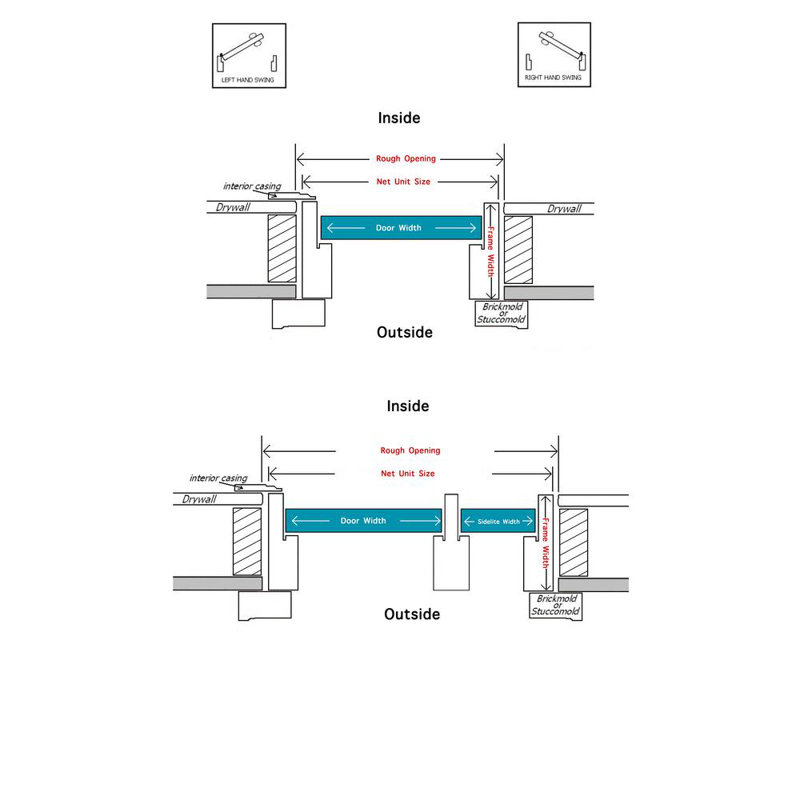 Porte d'entrée pleine pré-montée lisse en fibre de verre apprêtée Full Lite, H 81,75 po x l 32 po x P 4,56 po