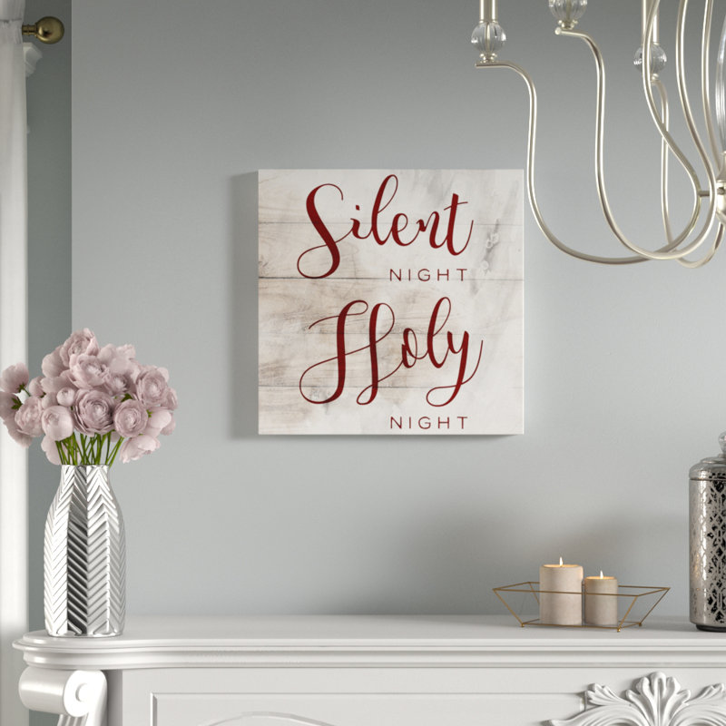 «Silent Night Holy Night», reproduction d'art textuel sur toile tendue, H 12 po x l 12 po x P 1,5 po