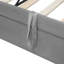 Lit de jour gris simple rembourré avec lumières à accoudoirs à DEL, plusieurs espaces de rangement et un lit gigogne confortable au design élégant, éclairage ambiant pour une chambre agréable, peu encombrant-863608329