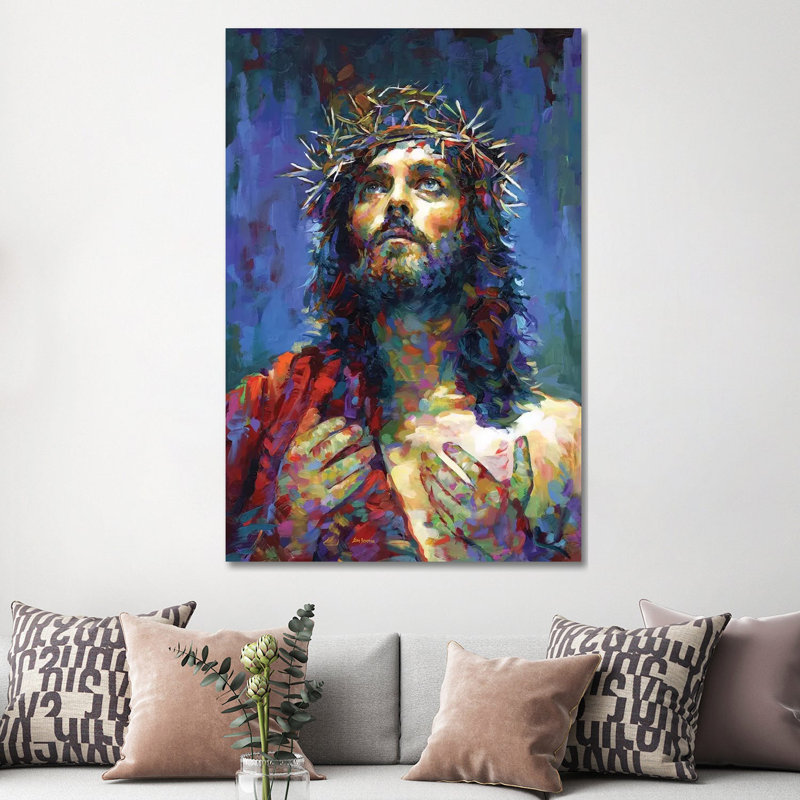 «Jesus Christ» par Leon Devenice - impression d'art graphique, Toile tendue, Pas de tapis, H 60 po x l 40po x P 1,5 po