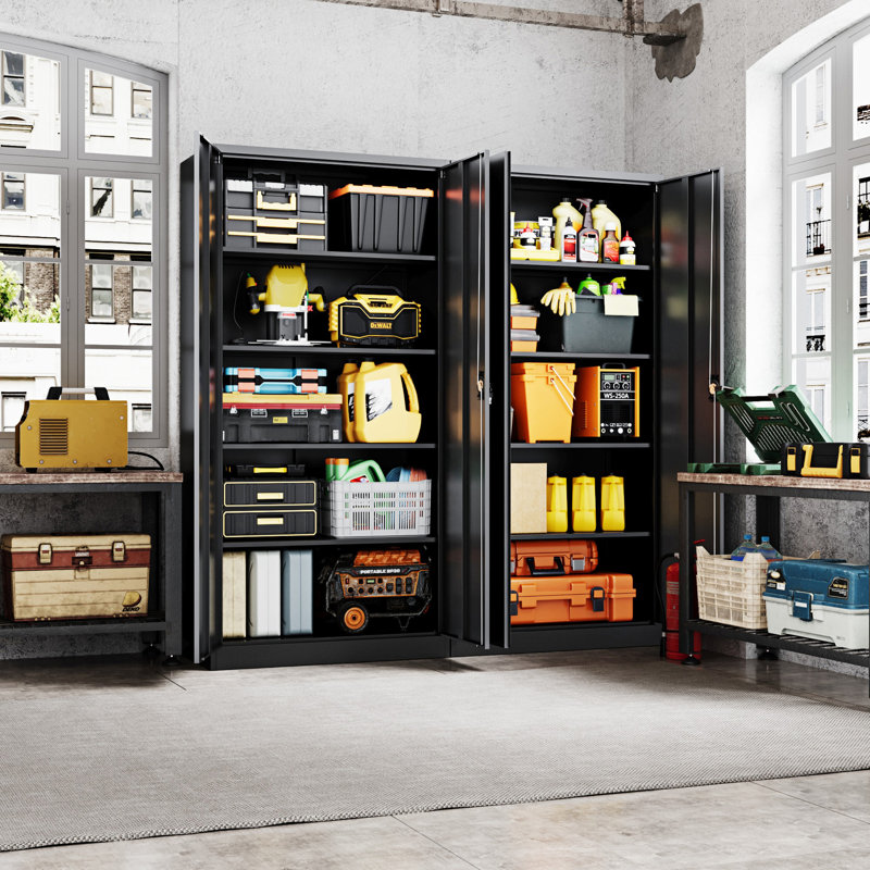 Steel Single Storage Cabinet ( 71.97'' H x 35.43'' W x 17.72'' D), Black