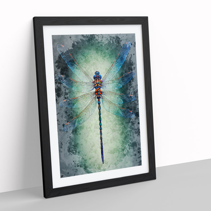 XV1022-5112X Dragonfly No.1 - Single Picture Frame Painting, 64cm H x 46cm W x 2cm D, Black
