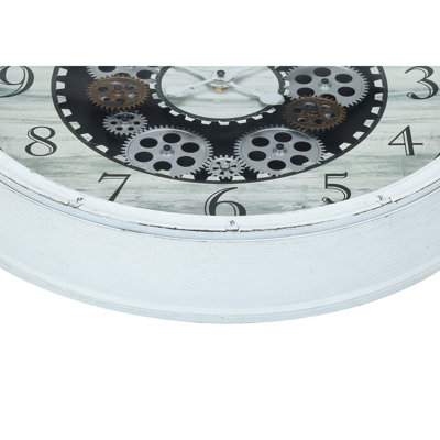 20-Inch Round Gear-Operated Wall Clock in Antique White - Transitional Charm for Vintage-Inspired Decor