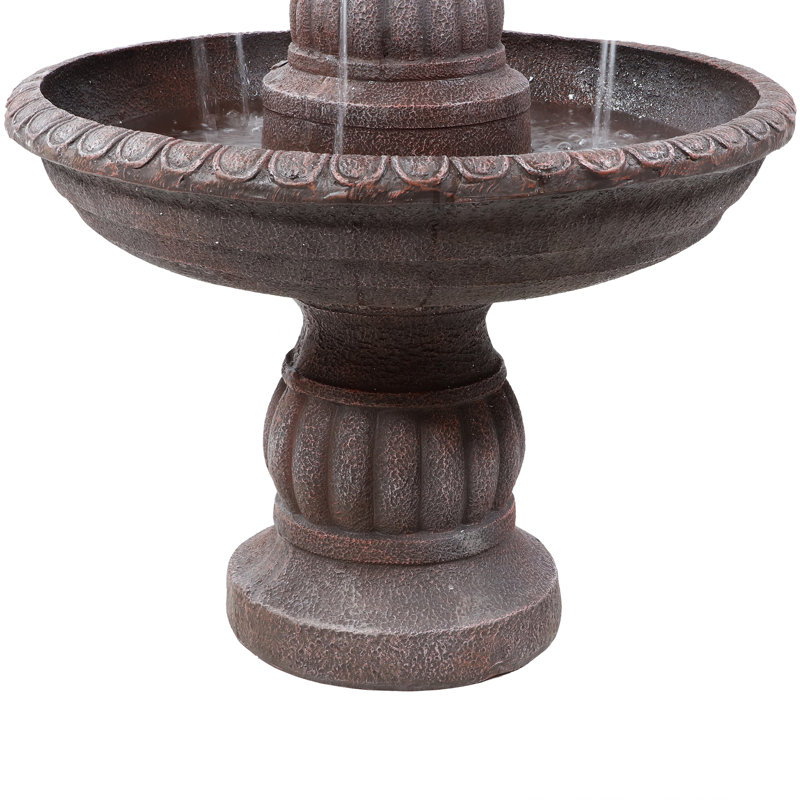 Fontaine d'extérieur en résine brun clair méditerranéen à 4 niveaux