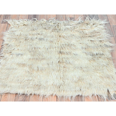 Roanld One-of-a-Kind Square 3'0" X 3'0" New Age Square Area Rug in Beige