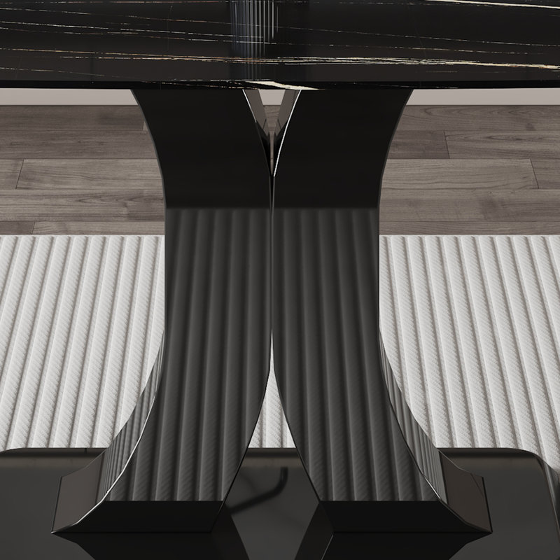 Pied et base de table de salle à manger en MDF noir contemporain avec assemblage facile