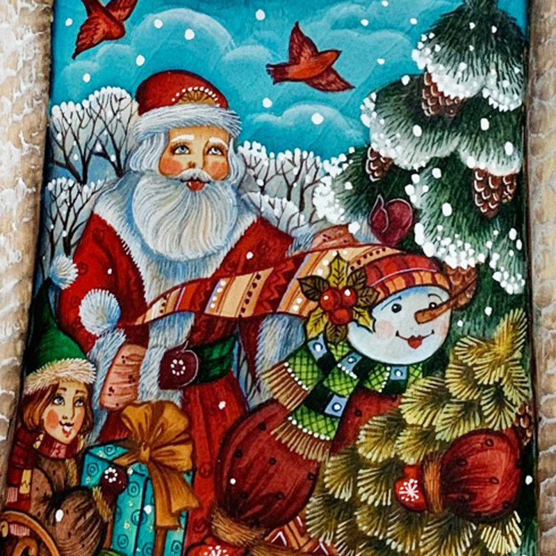 Figurine de père Noël en bois sculpté