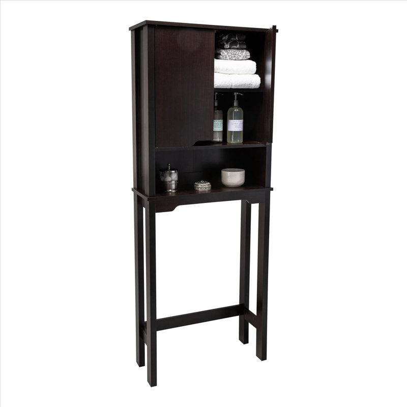 Espresso Wood Adjustable Over-the-Toilet Storage Cabinet