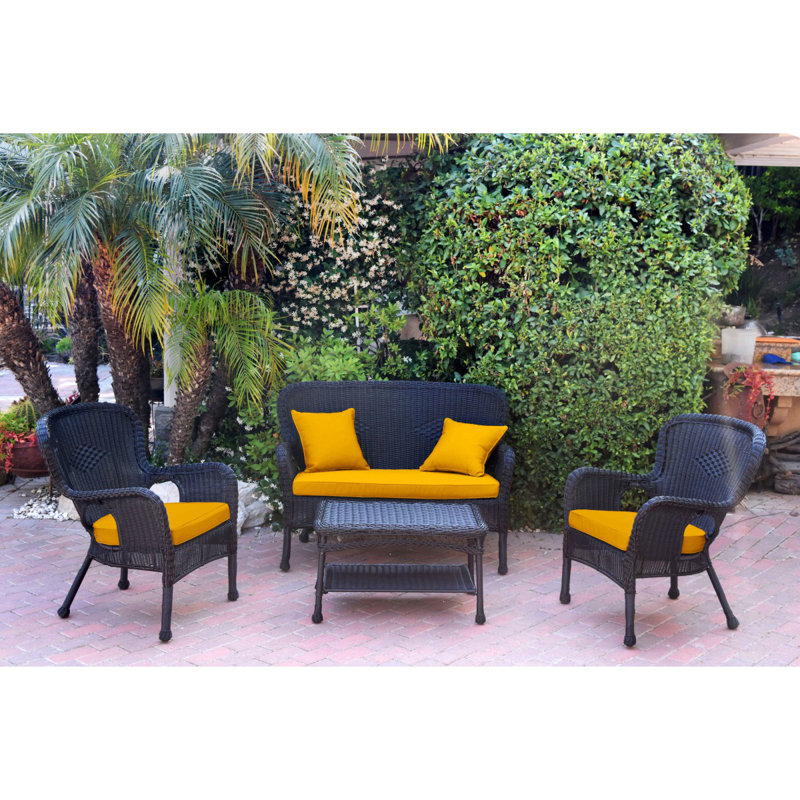 Ensemble de canapé avec coussins 4 pièces Bellas, Orange, Noir