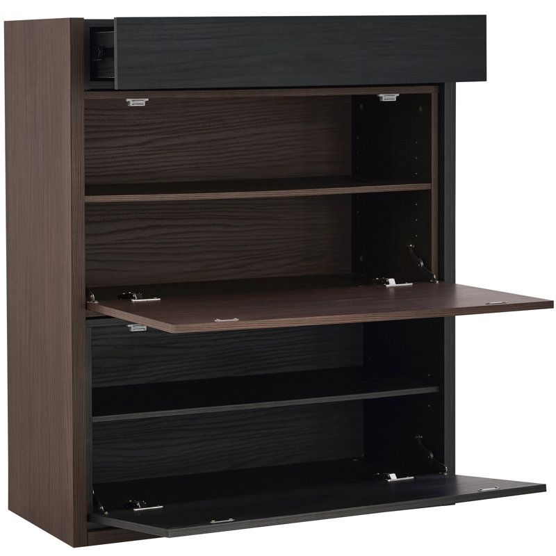 Armoire de rangement rotative à 90 degrés de 2 armoires de rangement multifonctionnelles de 32,5 po à 58,8 po de largeur, pour salle de bain, couloir, salon noir et noyer avec tiroir, buffet,