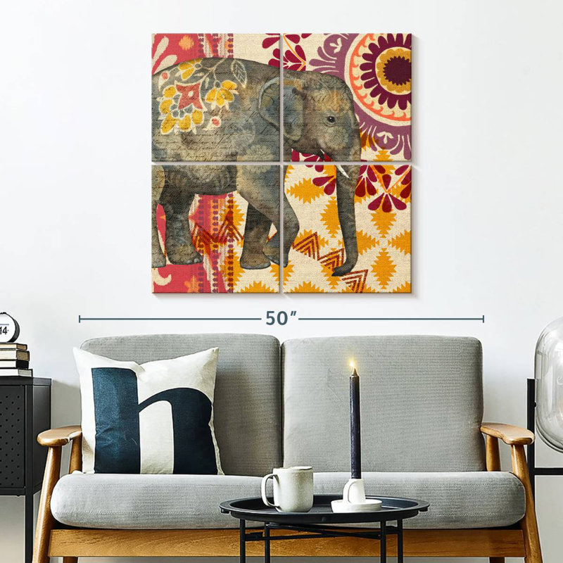 Brampt Caravan Elephant Suzani, H 32 po x l 32 po