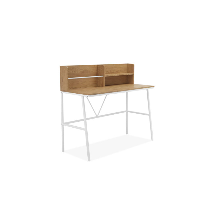 Deidra Metal Base Writing Desk, Oak