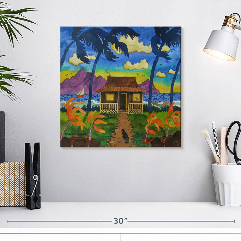 Cabane tropicale avec chat Gillard, H 16 po x l 16 po