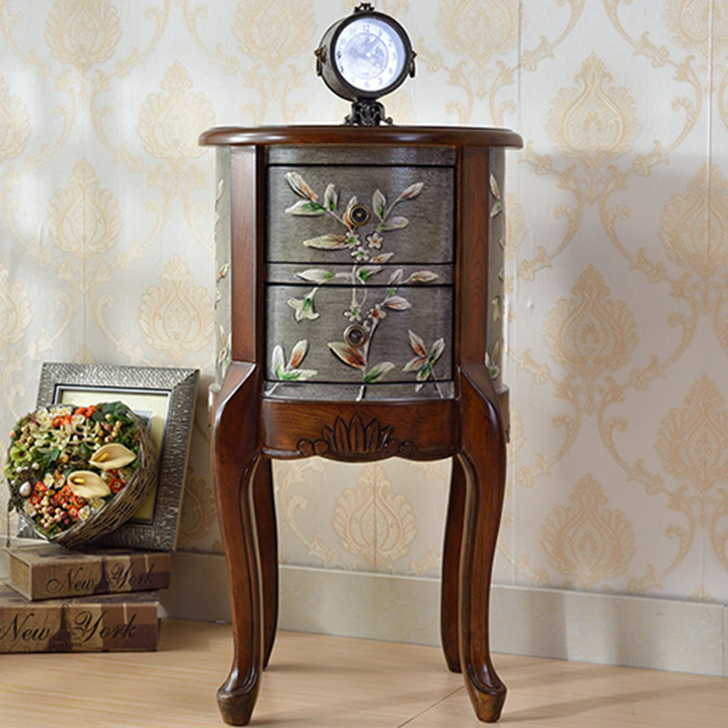 Gray Solid Wood End Table