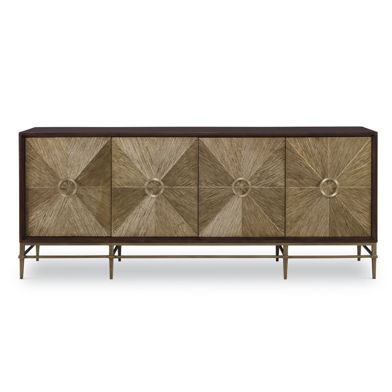 Phoenix 79'' Mahogany and Brass Sideboard with 4 Doors