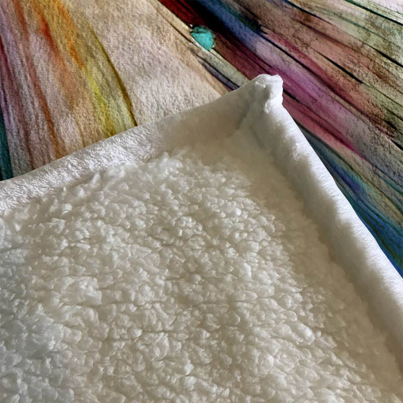 Throw Blanket, 68" W x 80" L, Striped/Abstract, Blue/Orange/White/Green