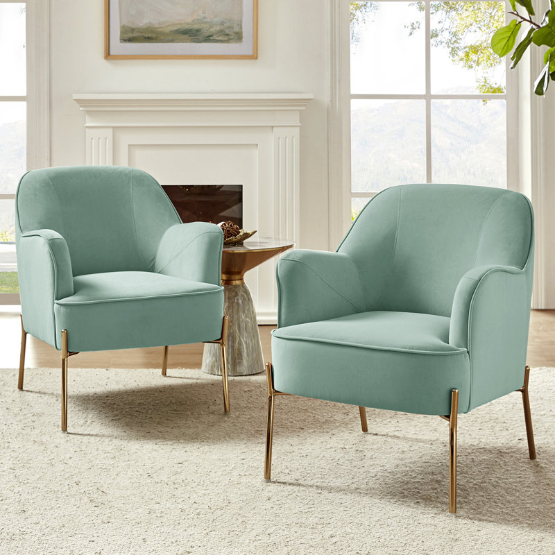 Cleo 26" Wide Contemporary Chair with Recessed Arms, Sage