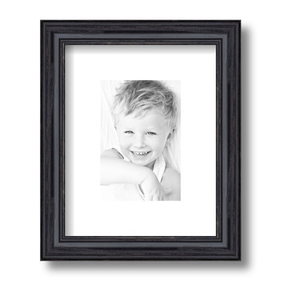 Black Wood Matte Picture Frame with Mat