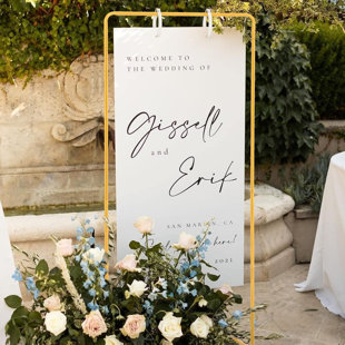 Wedding Sign Holder,adjustable Welcome To Our Wedding Sign Stand With 2 Leather Sign Hanging Straps,wedding Seating Chart Stand For Party,baby Shower,graduation Ceremony(posters Excluded)