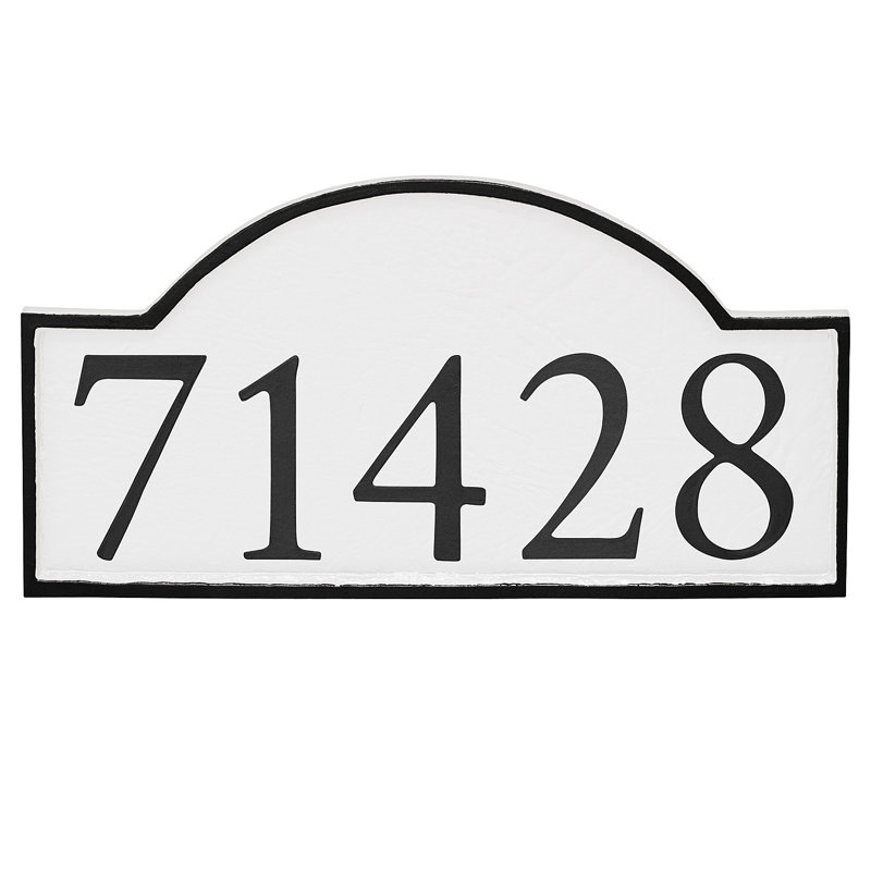 Plaque d'adresse murale 1 ligne Soft Serif, Blanc, Noir