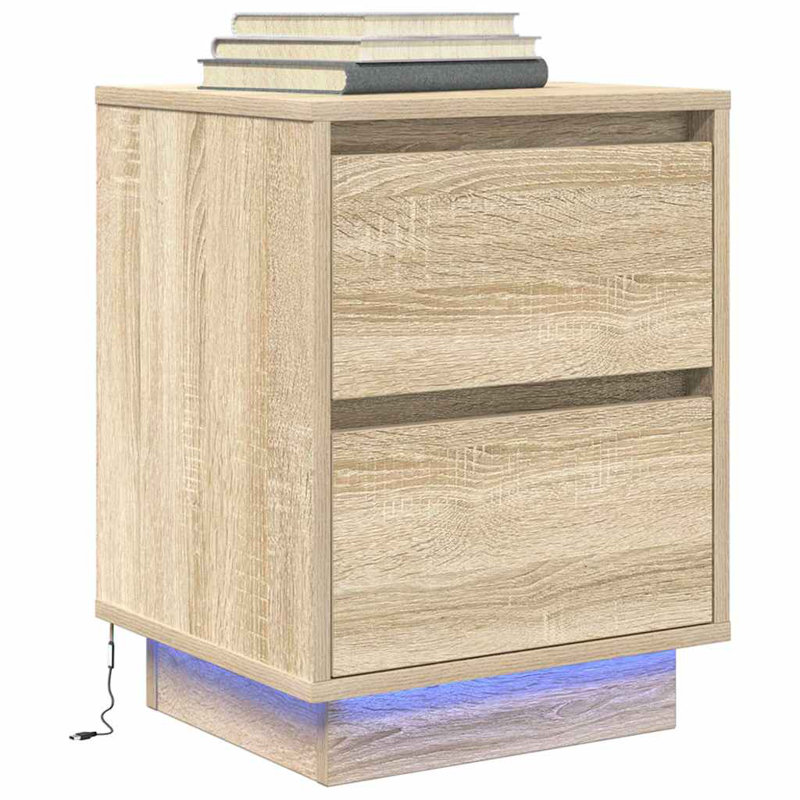 Darlisha 38cm W Manufactured Wood Bedside Table, Sonoma Oak, 2