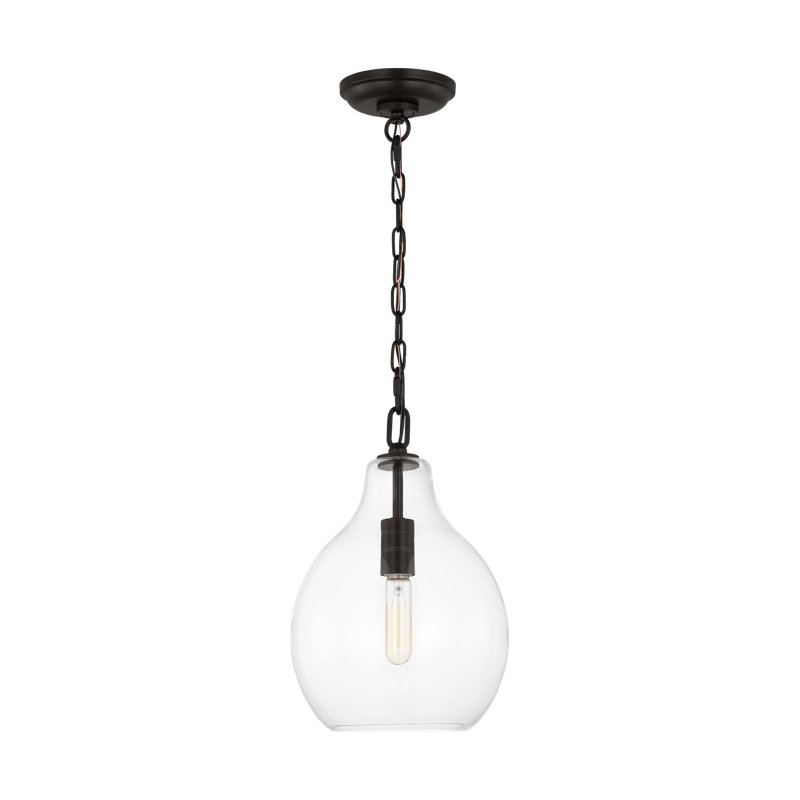 Aged Iron Clear Glass Teardrop Pendant Light